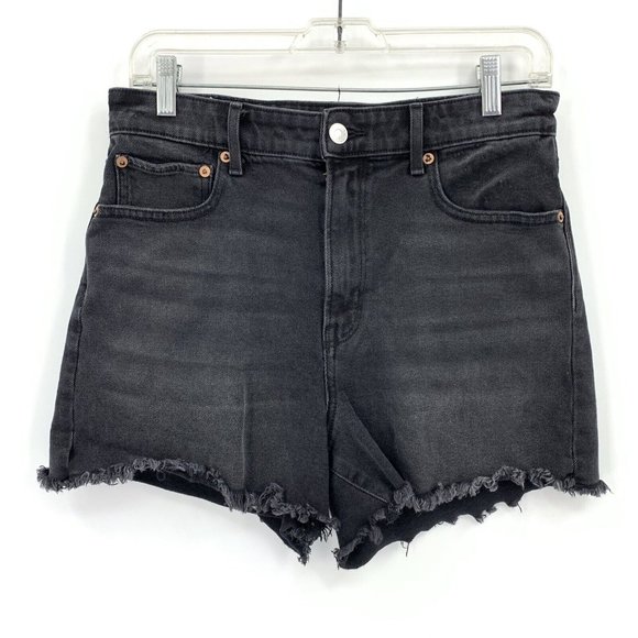 American Eagle Outfitters Pants - American Eagle Highest Rise 90s Boyfriend Shorts Black Denim Cutoff Womens 6